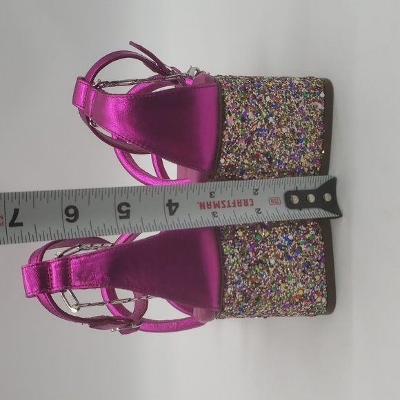 1198- Free People Parker Chain Heel Magenta Metallic Size 7.5 NWT - Picture 6 of 12